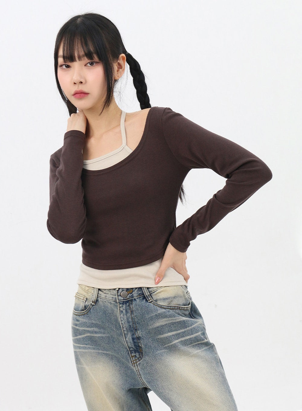 Layered U-Neck Tee IN314