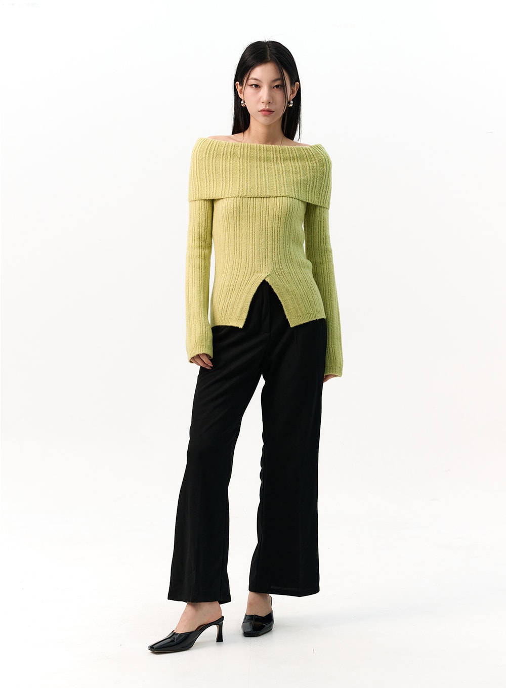 Off-Shoulder Rib Sweater IO320