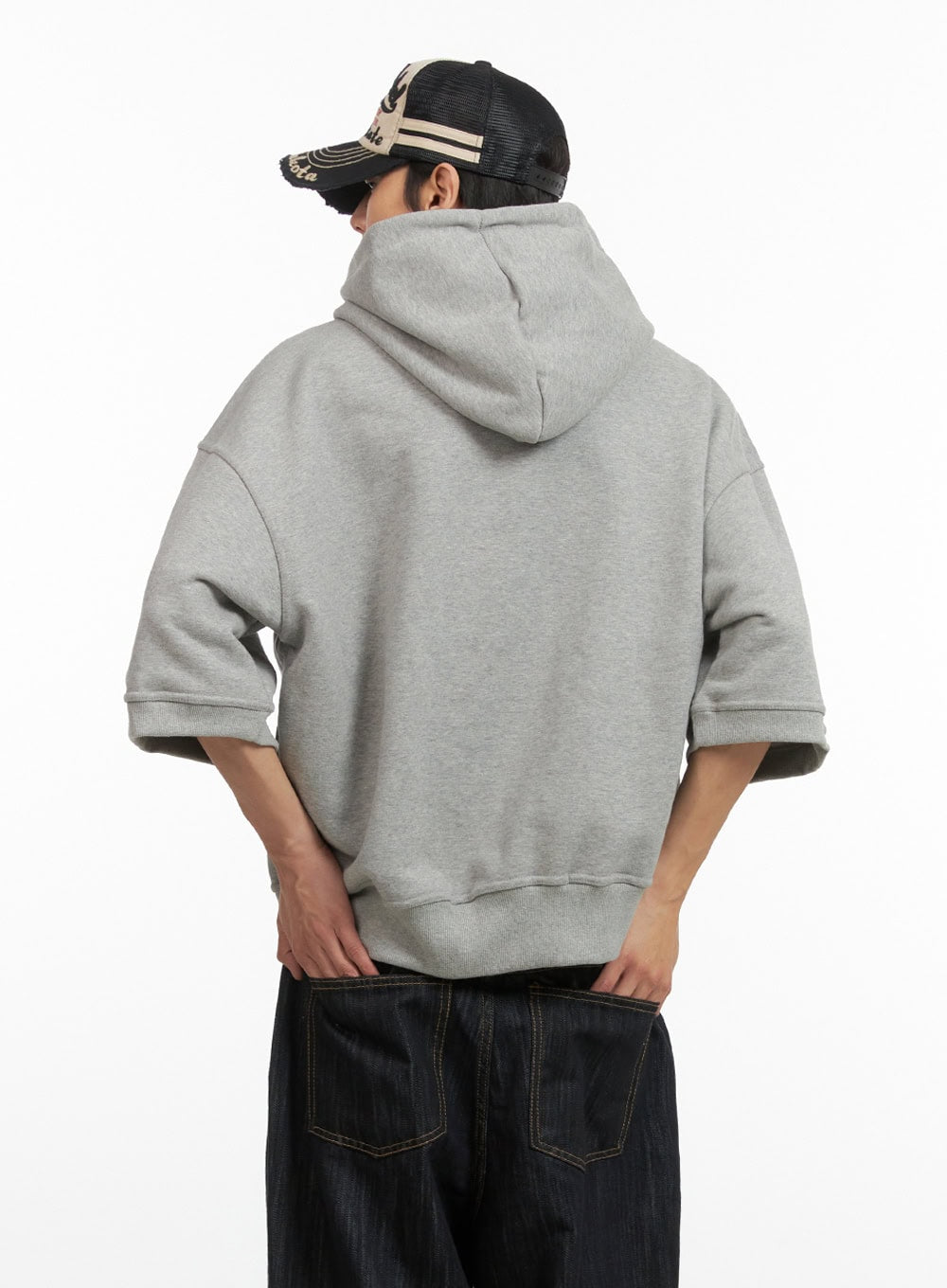 Men's Cozy Boxy Fit Hooded Sweatshirt (Gray) IU405