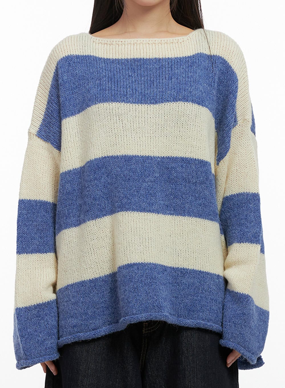 Oversize Stripe Wool Sweater IN415
