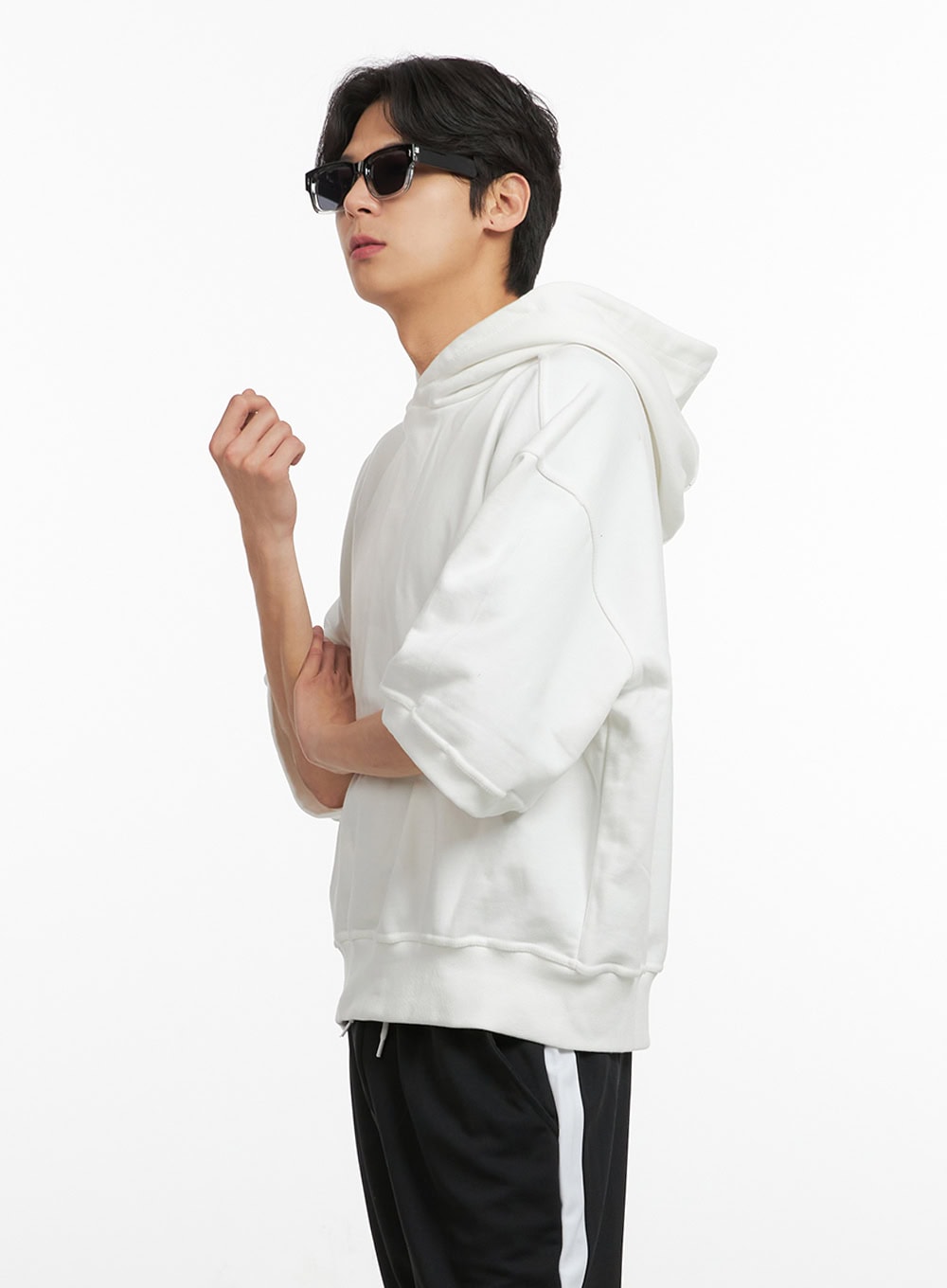 Men's Cozy Boxy Fit Hooded Sweatshirt (White) IU405