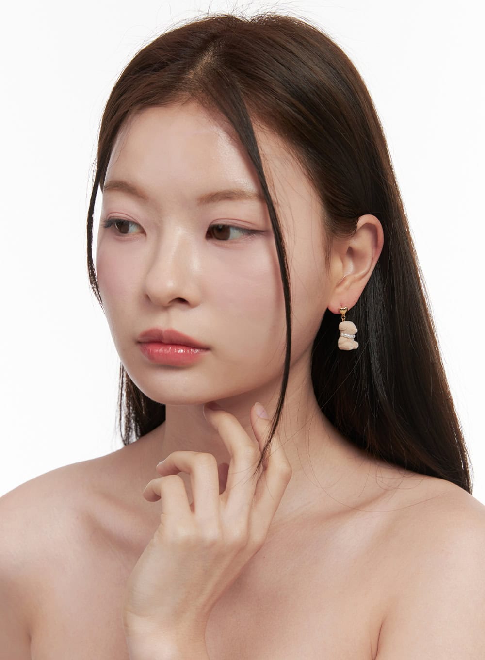 Dahlia Bear Earring With Pearl Necklace IF527