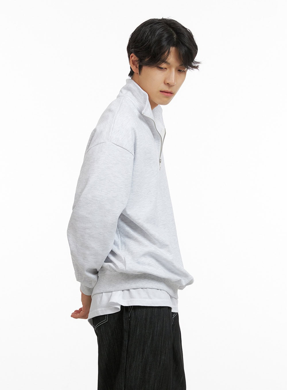 Men's Cozy Zip-Up Solid Sweatshirt (White) IG409