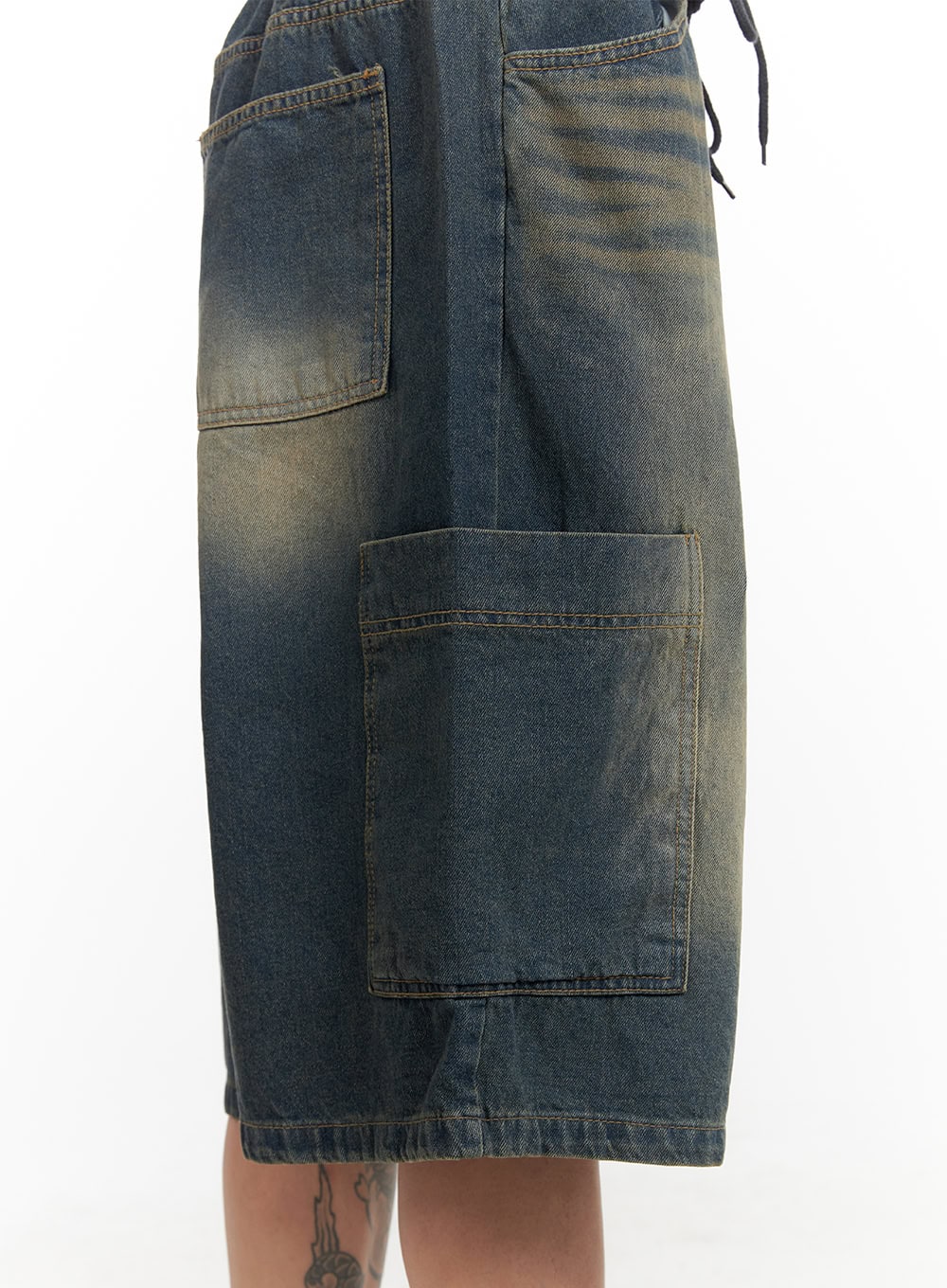 Men's Denim Washed Shorts (Blue) IL404