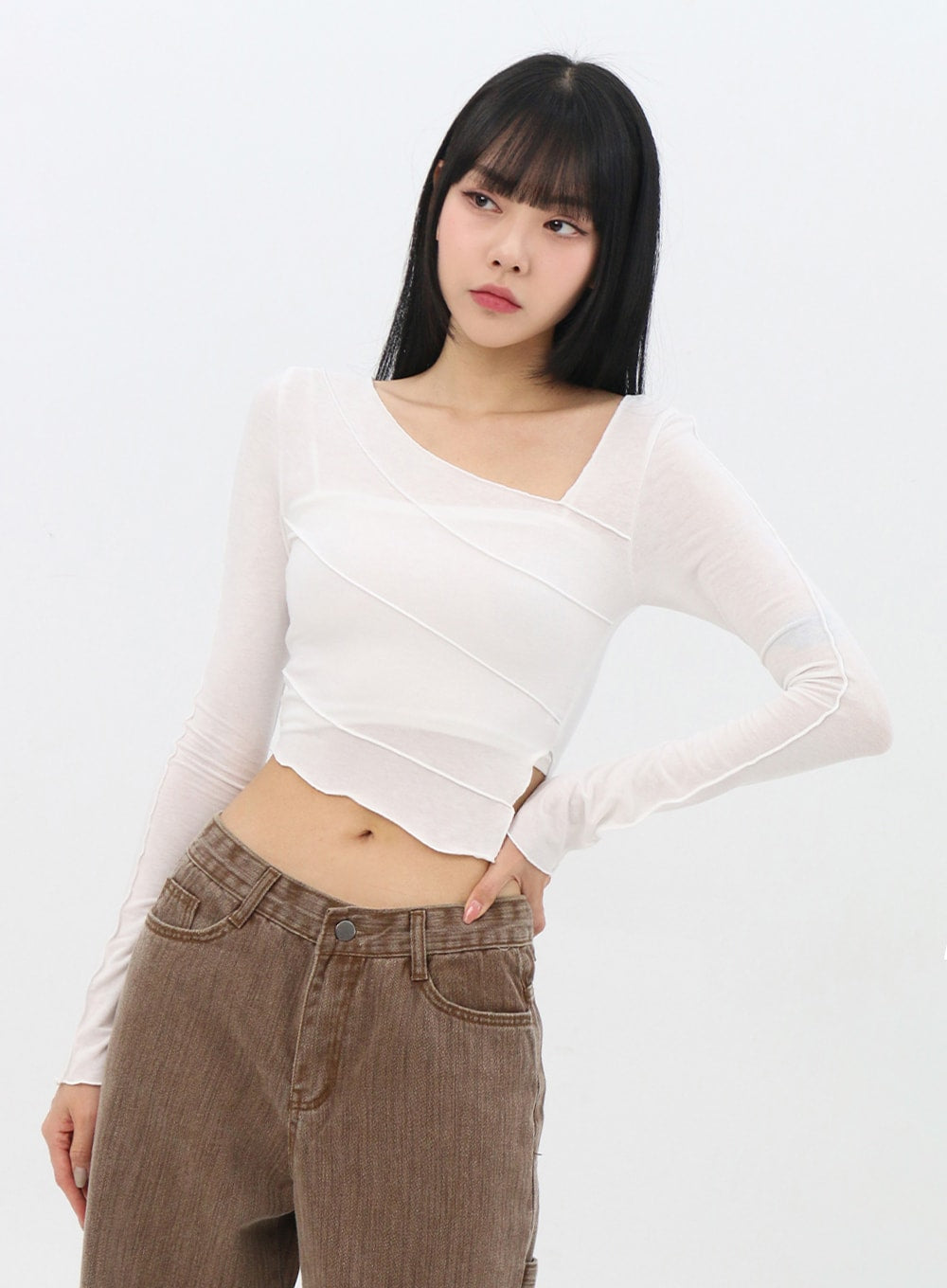 Slim Fit Long Sleeve Crop Tee IN310