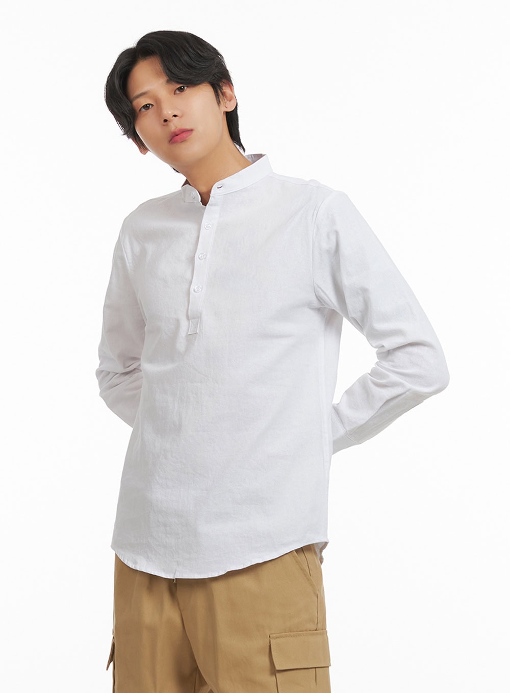 Men's High Collar Buttoned Shirt IY424