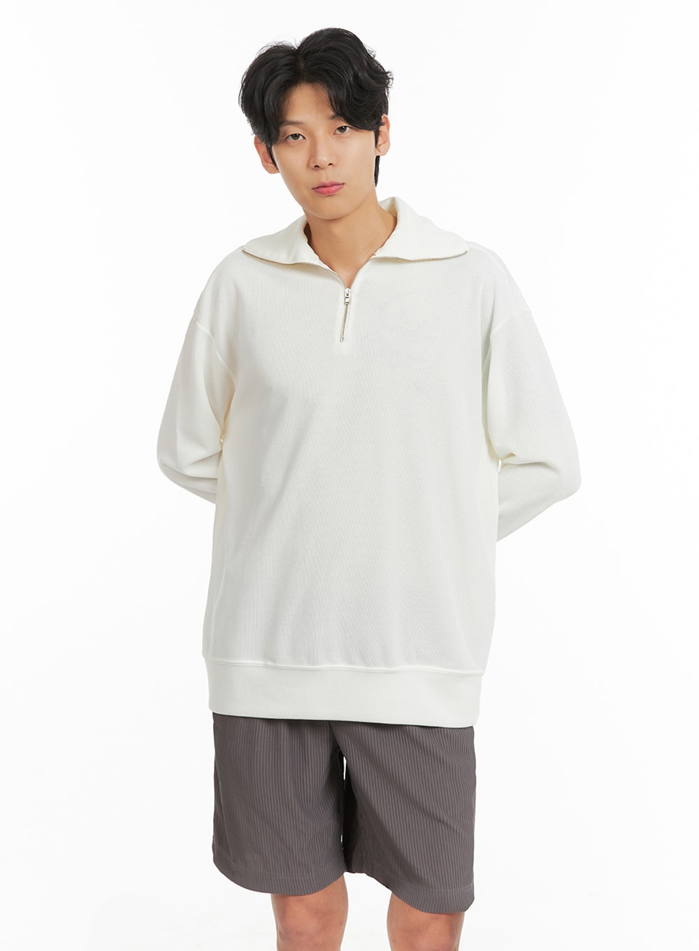 Men's Zip Up Collar Long Sleeve Top IA401