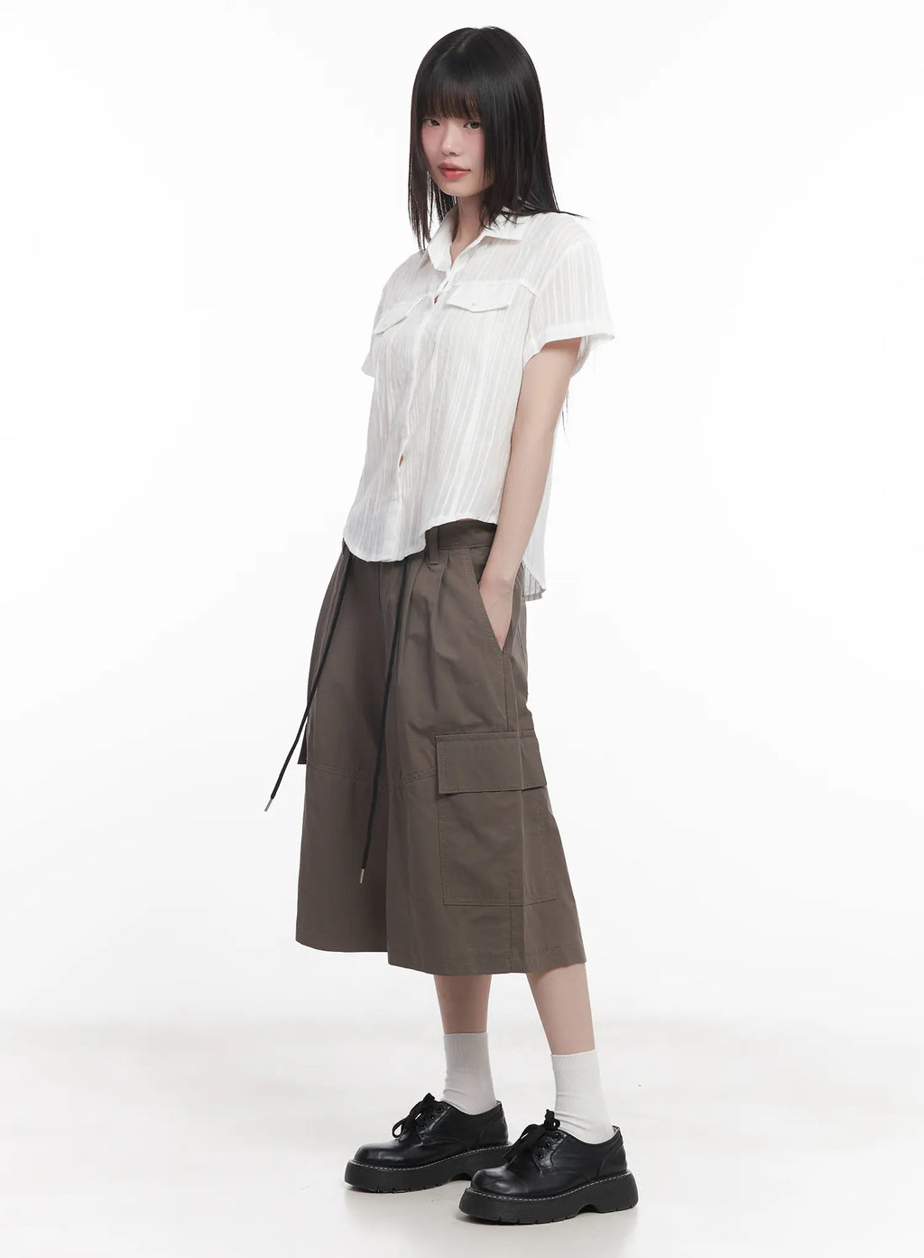 Collared Buttoned Short-Sleeve Shirt CU518