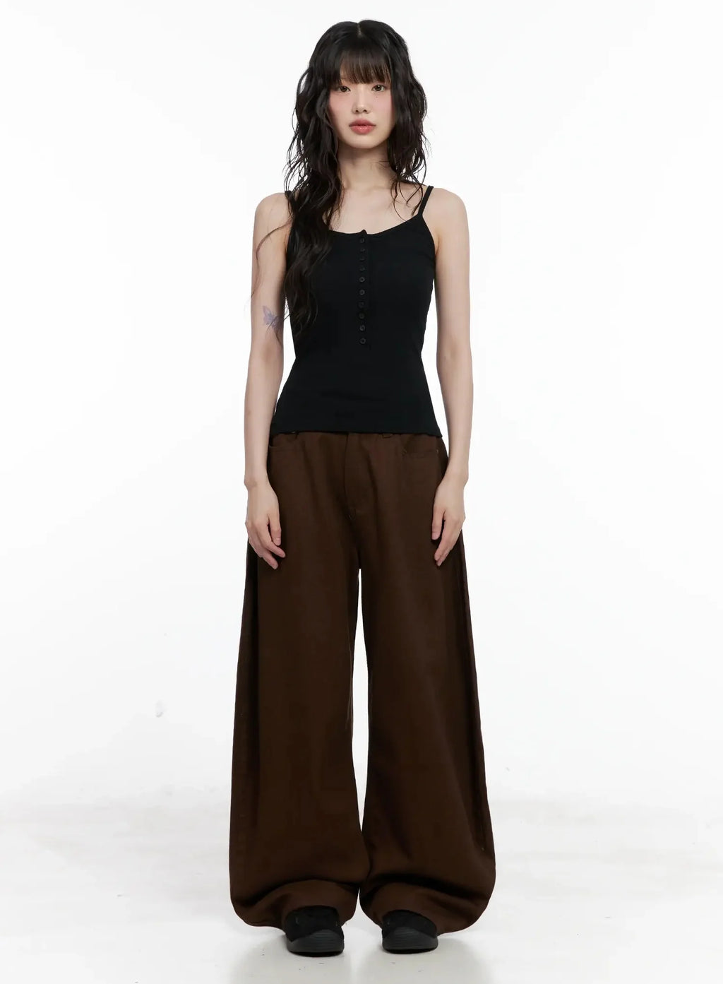 Ribbed Button Front Tank Top IL531