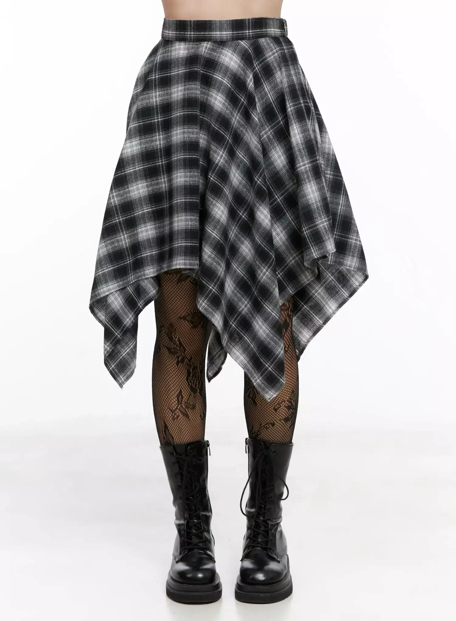 Asymmetrical Checkered Layered SkirtIG527