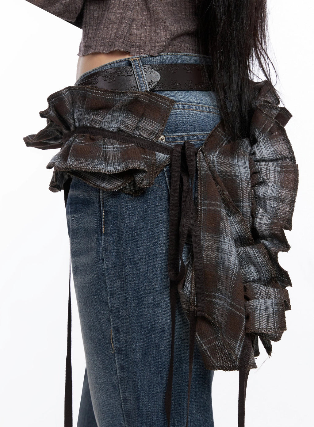 Plaid Layered Wrap Mini Skirt CO516