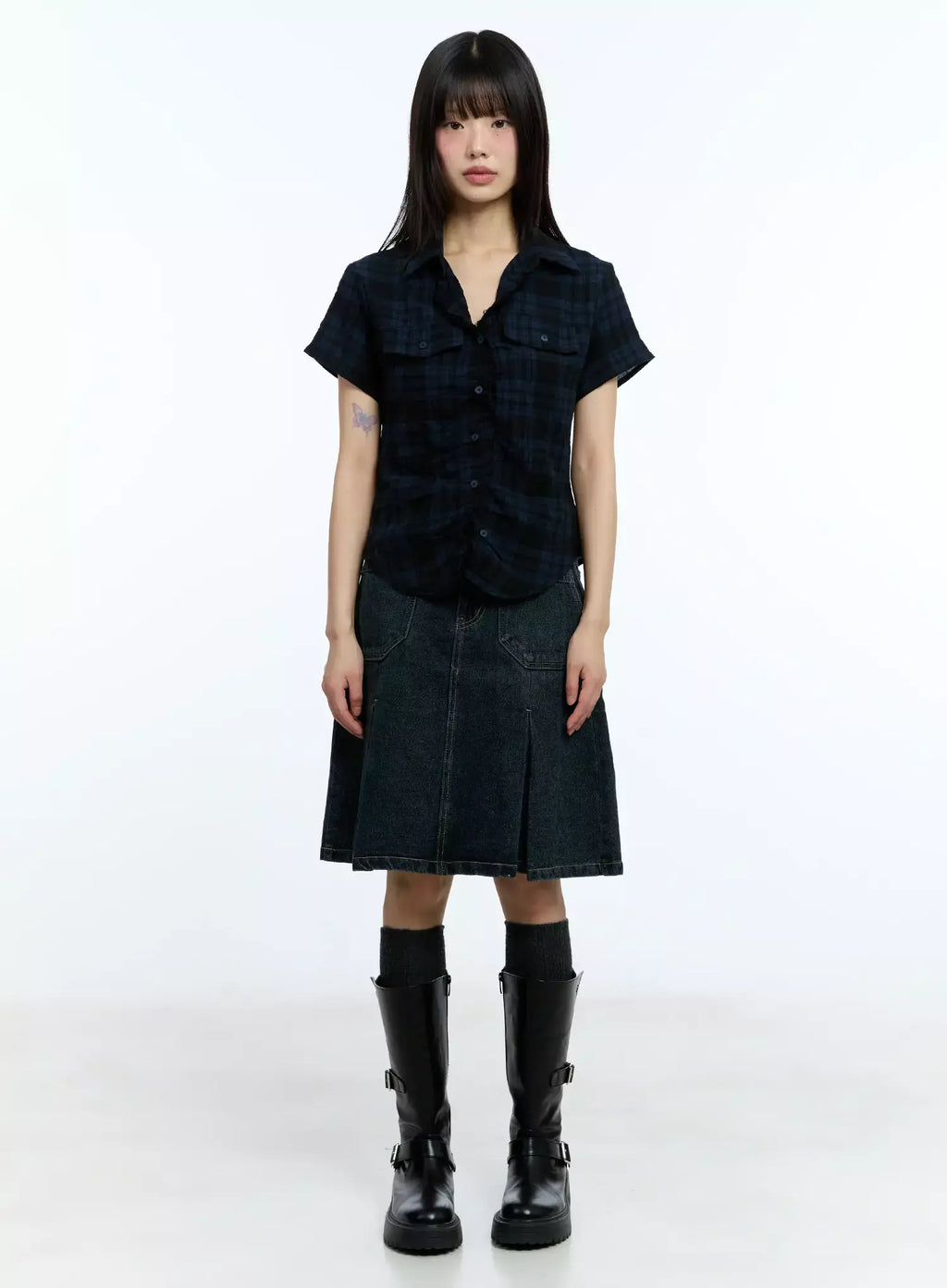 Slim-Fit Plaid Short-Sleeve Shirt IU523