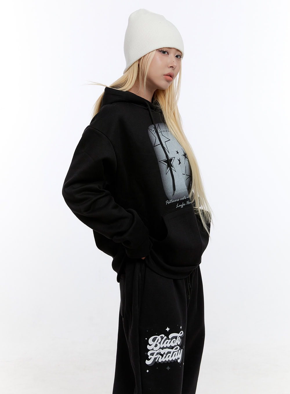 Oversized Star Graphic Hoodie CO422