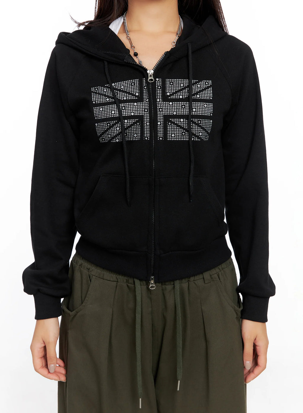 Graphic Cropped Hoodie CO515