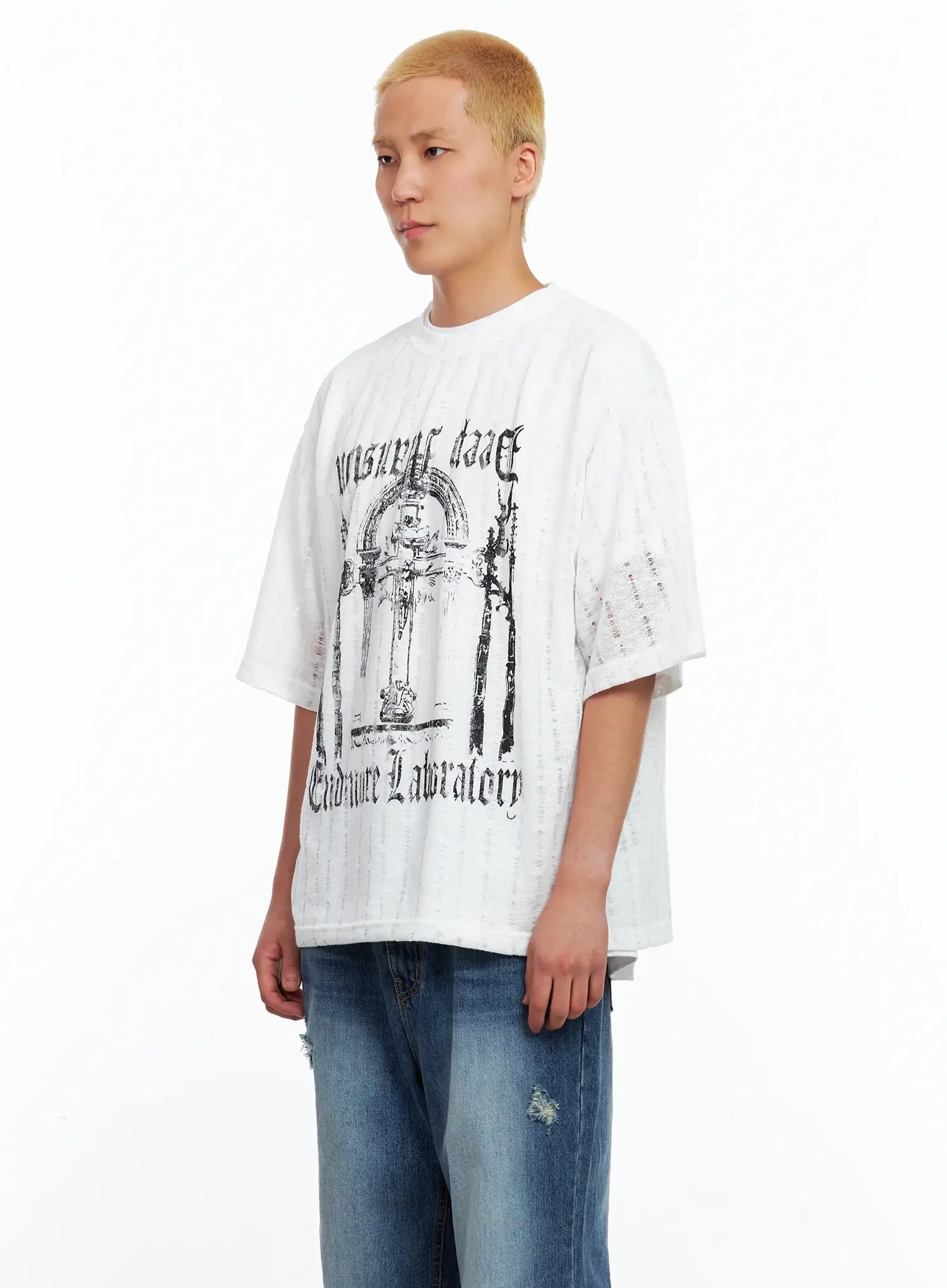 Men's Grunge Gothic Knit Tee IL514