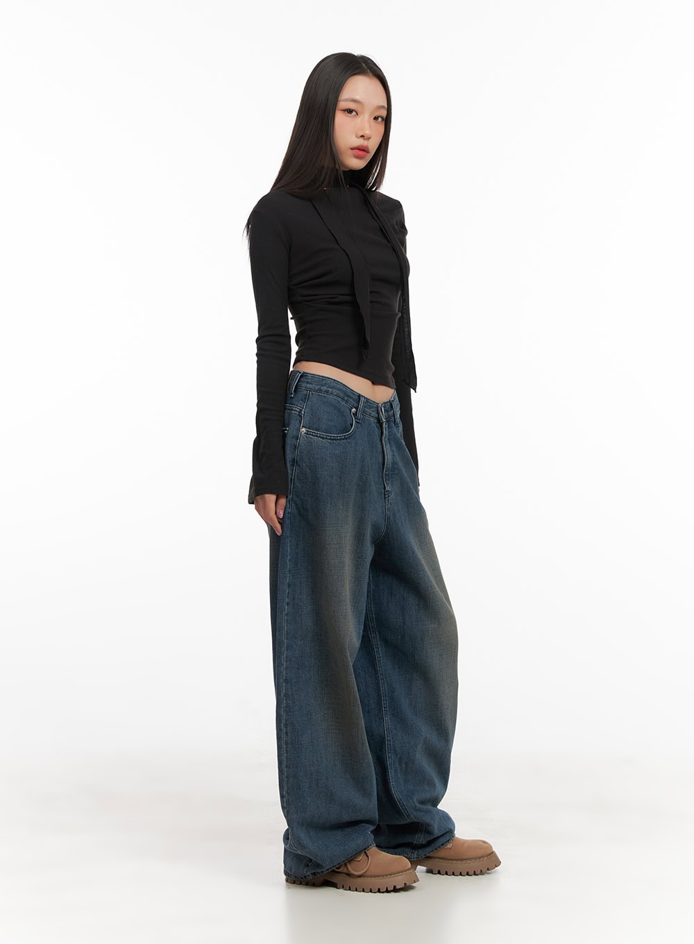 Clara Oversize Cotton Denim Baggy Pants CD409