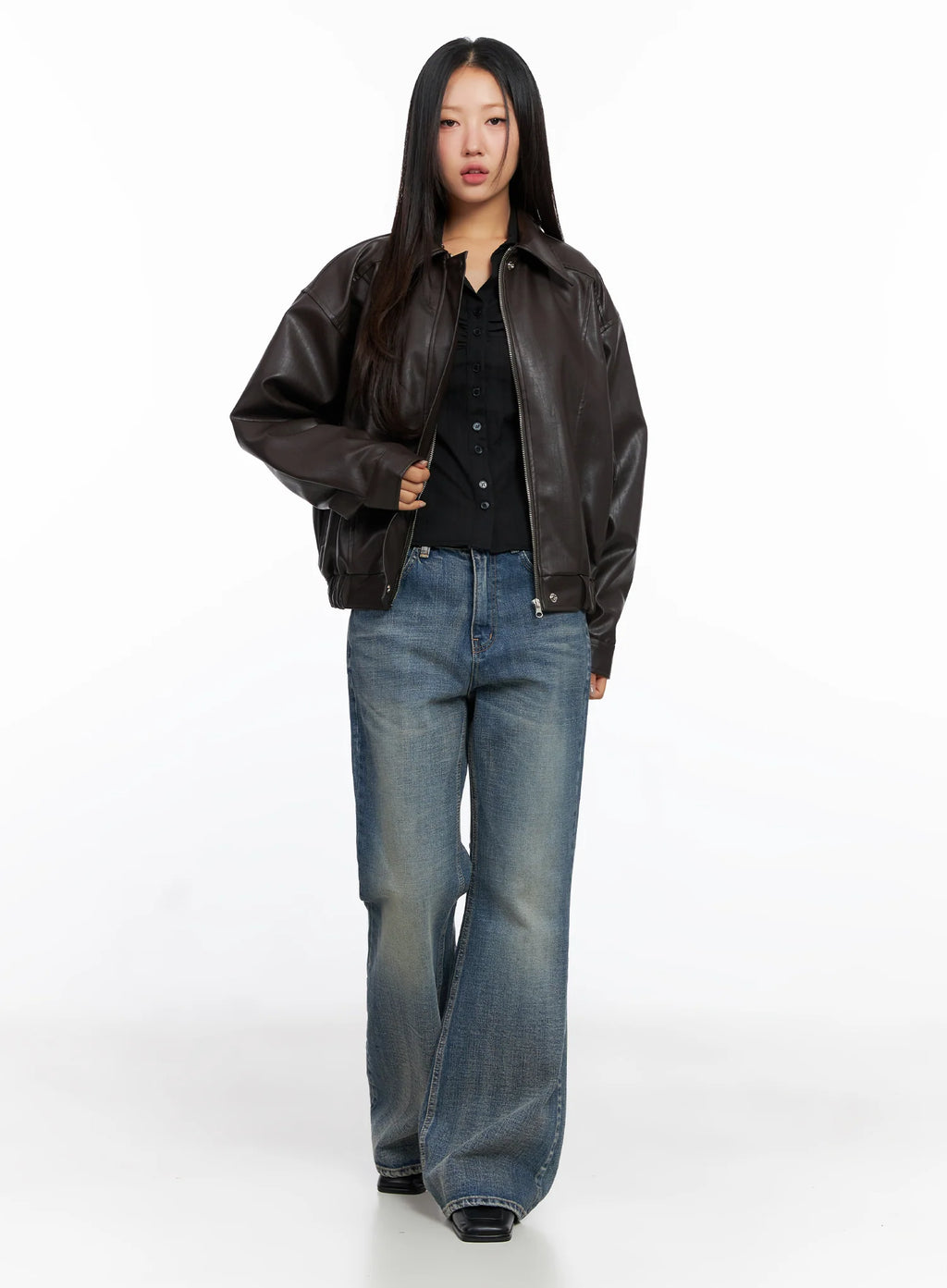 Faux Leather Bomber Jacket CD321