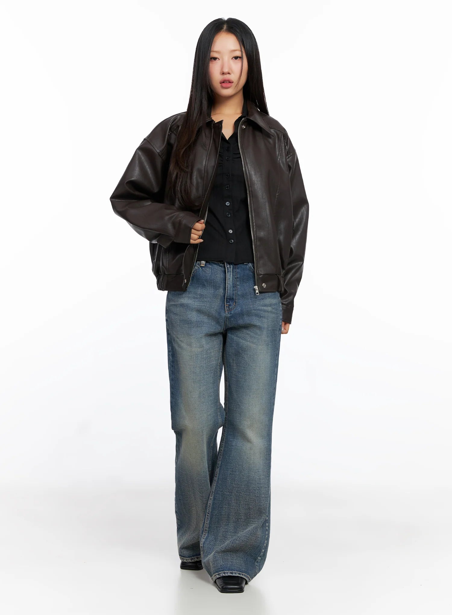 Faux Leather Bomber Jacket CD321