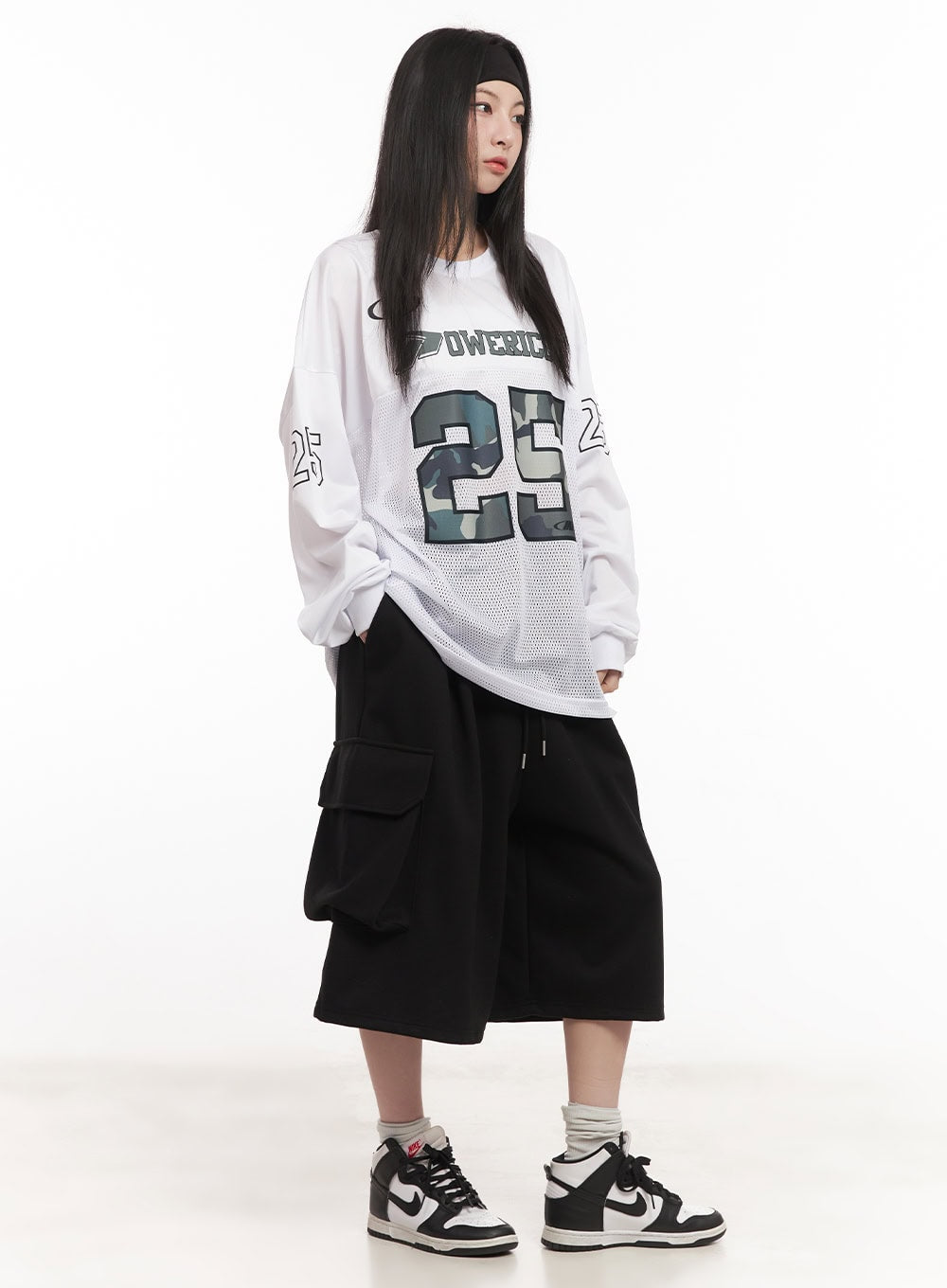 Camo Oversized Mesh Jersey Top CM518