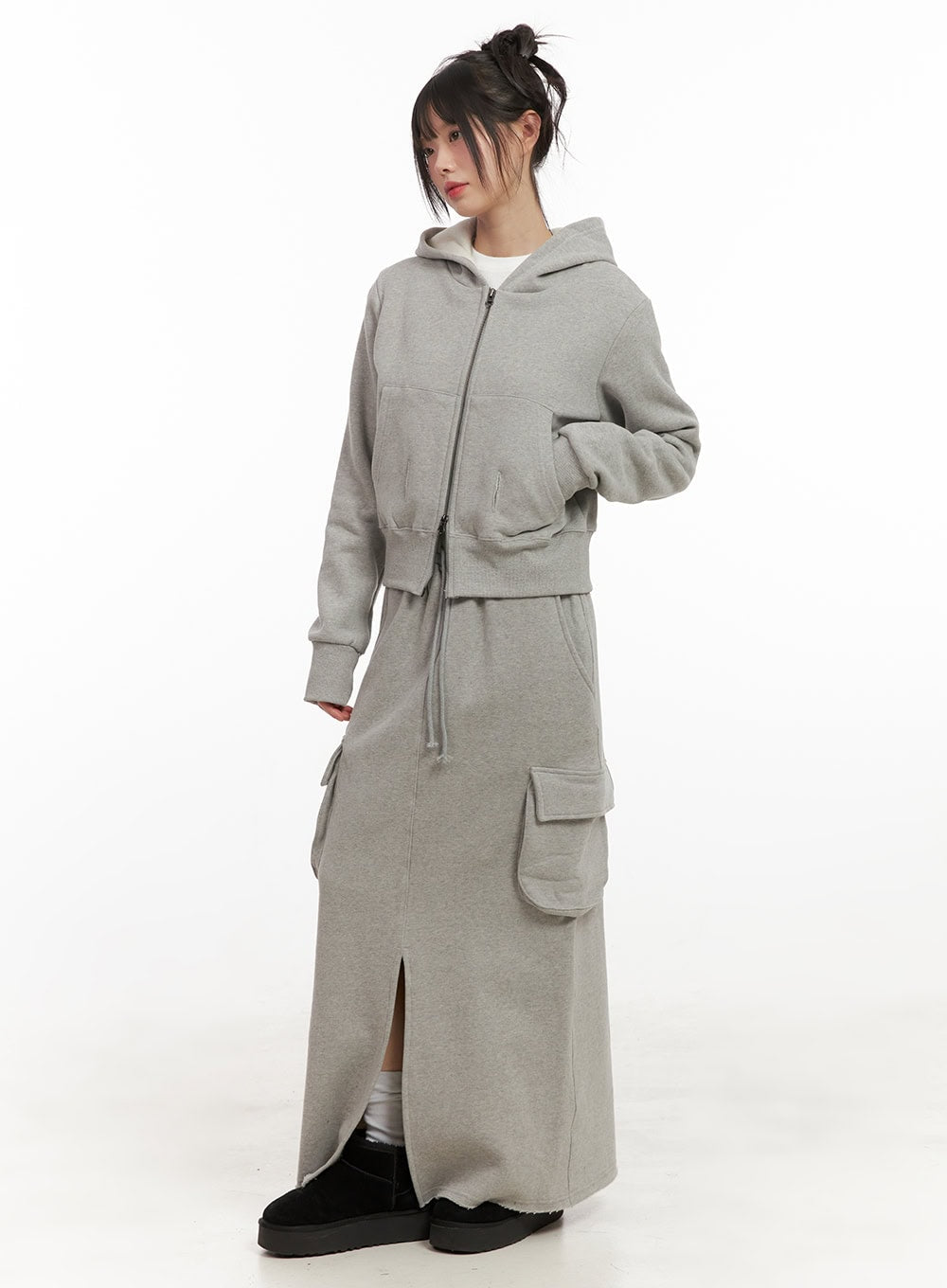 Long Sleeve Zip-Up Cropped Hoodie CJ506