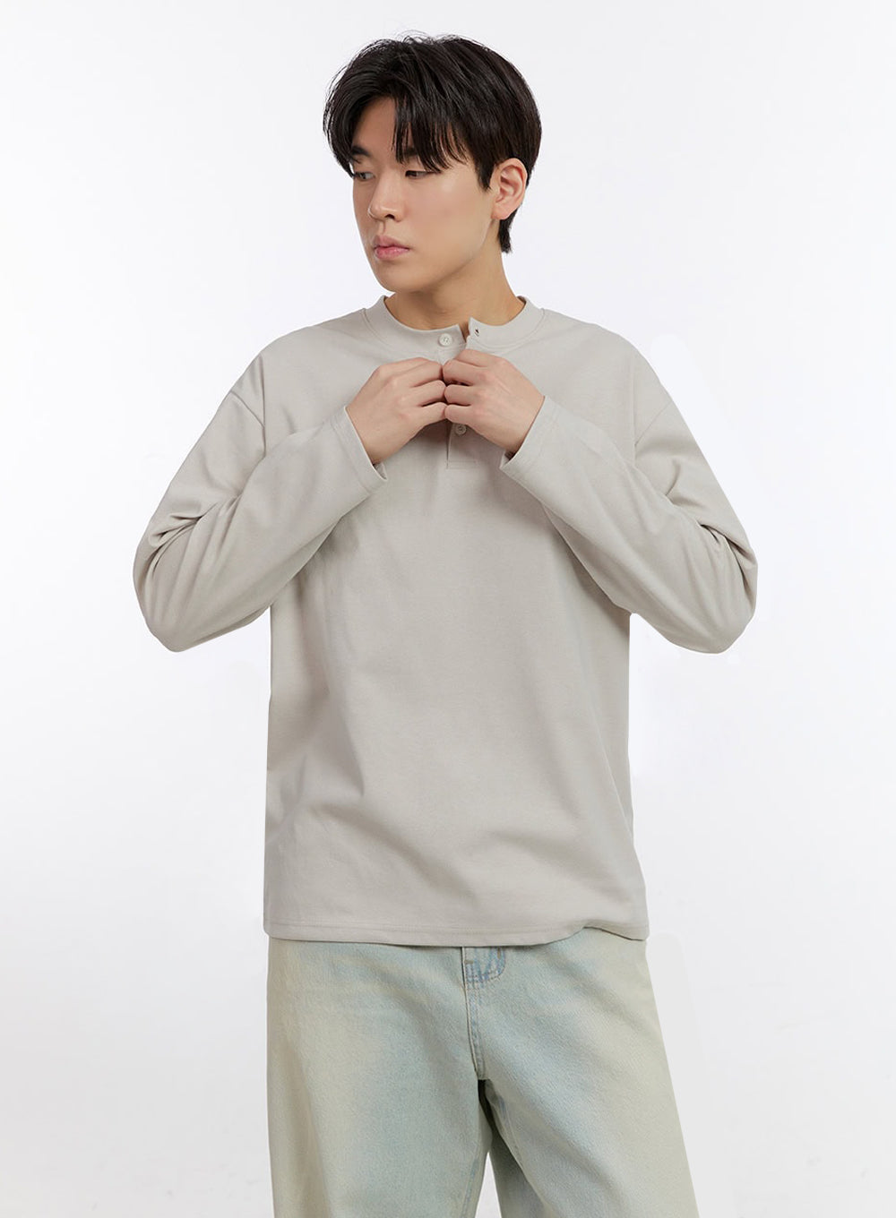Men's Half-Buttoned Long-Sleeve T-Shirt IF528