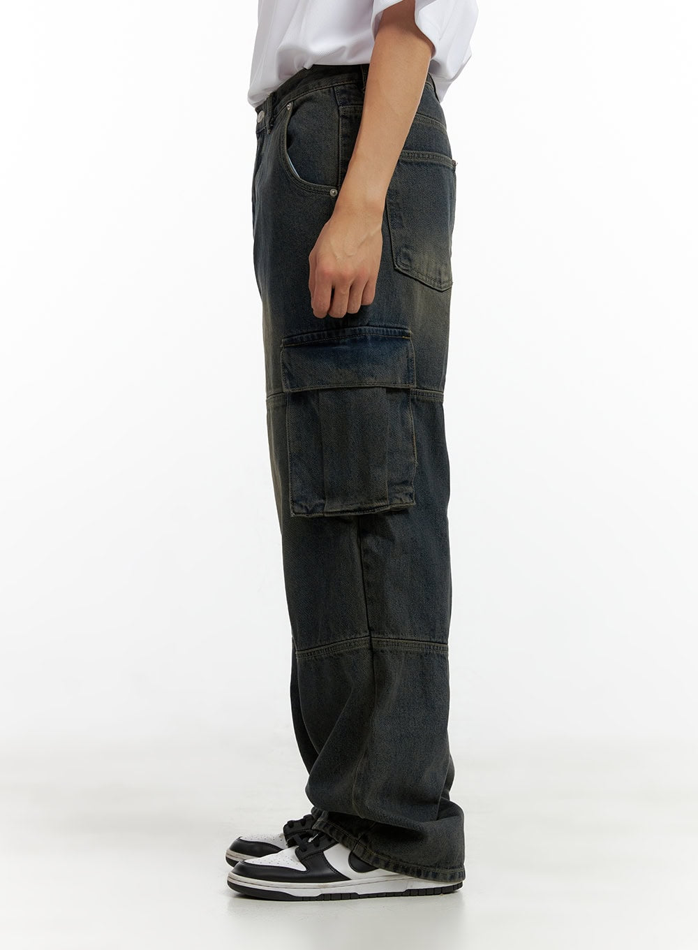 Men's Wide Fit Cargo Stitch Denim Jeans CL429