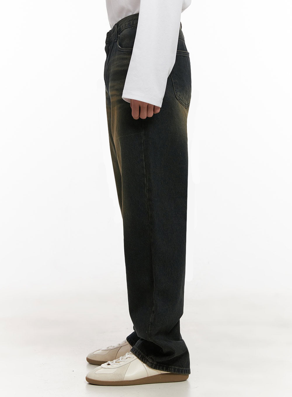 Men's Washed Vintage Wide-Fit Denim Jeans ID427