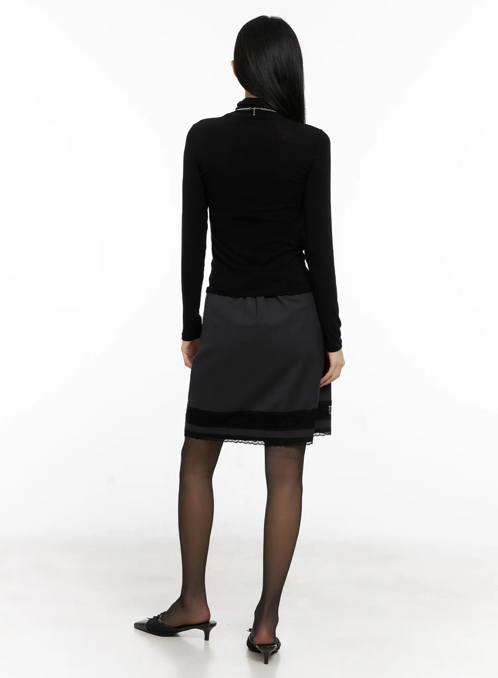 Lace Trim Midi Skirt CG526