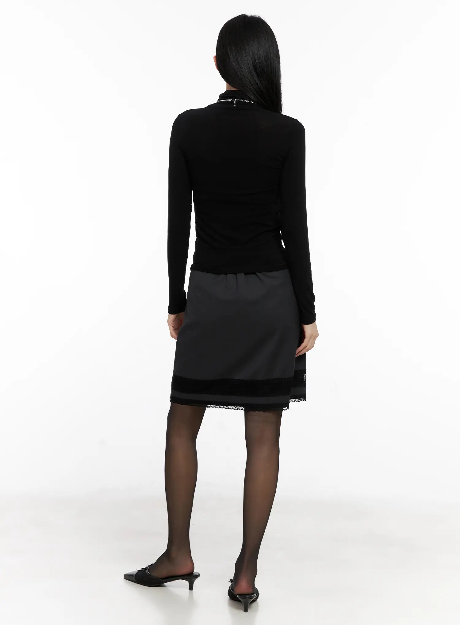 Lace Trim Midi Skirt CG526