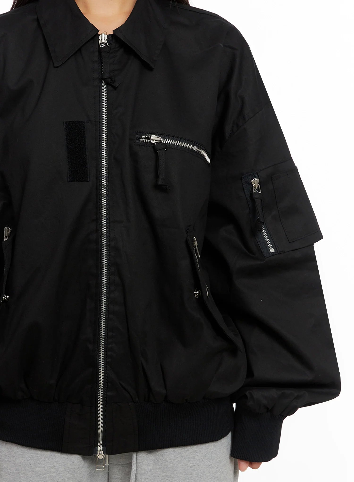 Oversized Zipper Bomber Jacket IG528