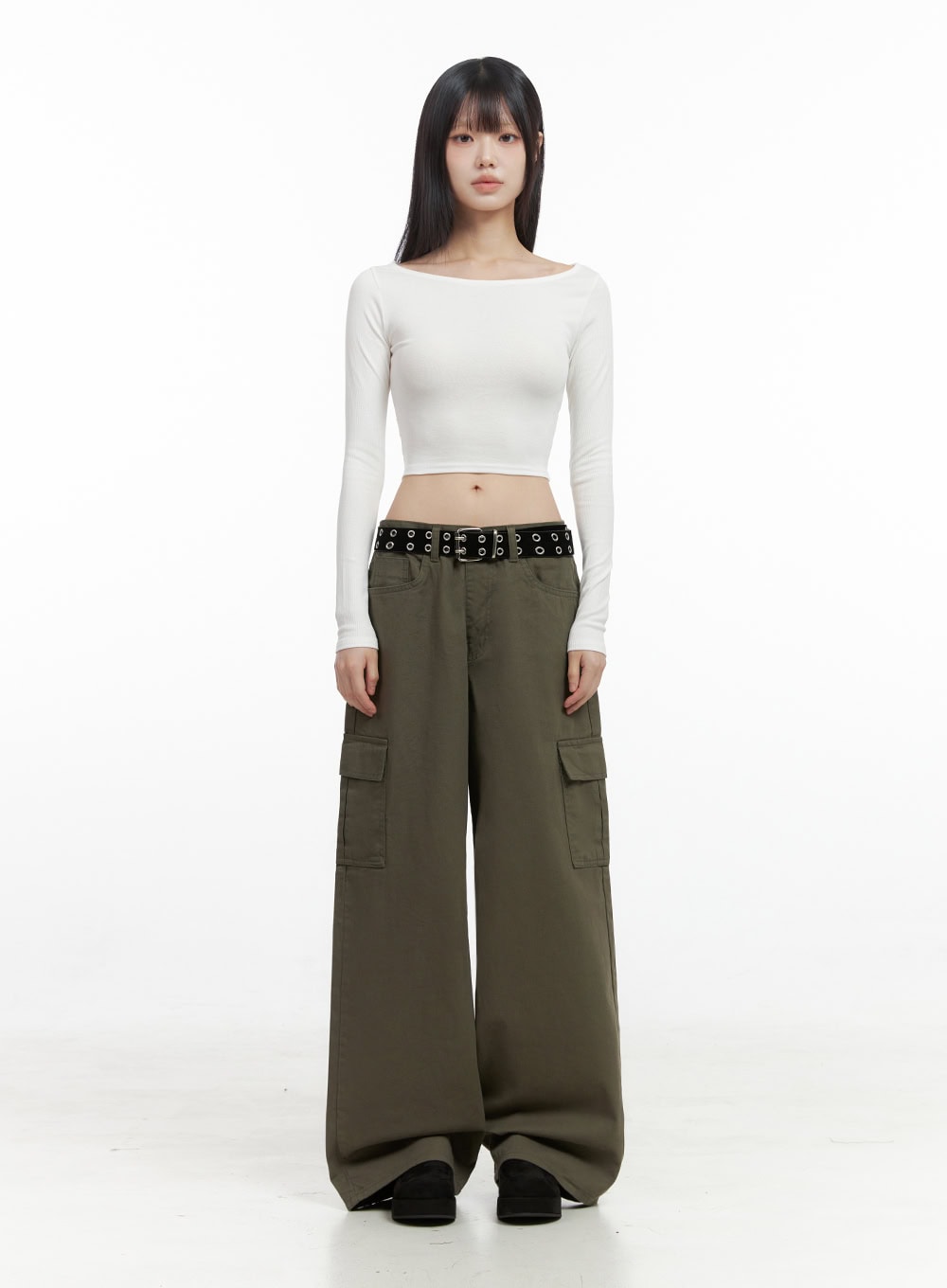 Long-Sleeve Slim Crop Top IO430