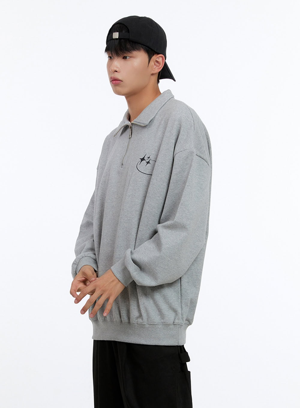 Men's Cozy Half Zip Sweatshirt  (Gray) IS412