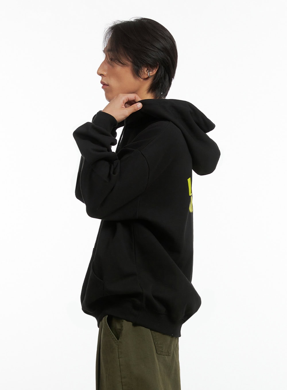 Men's Embroidered Oversized Hoodie (Black) IO417