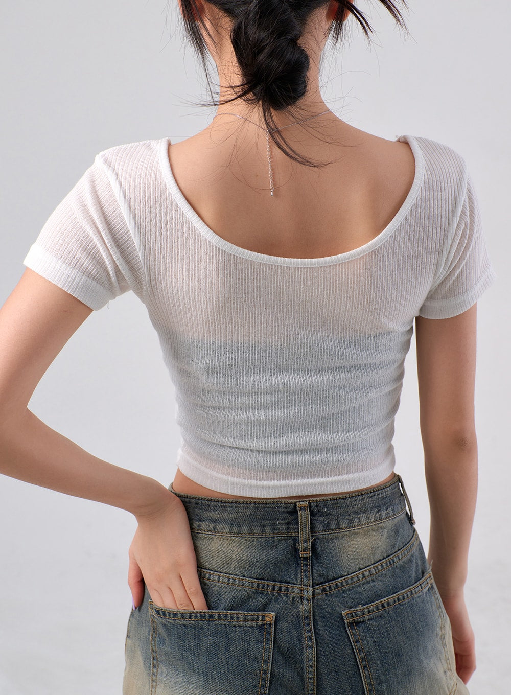 Mesh V-Neck Top IM329