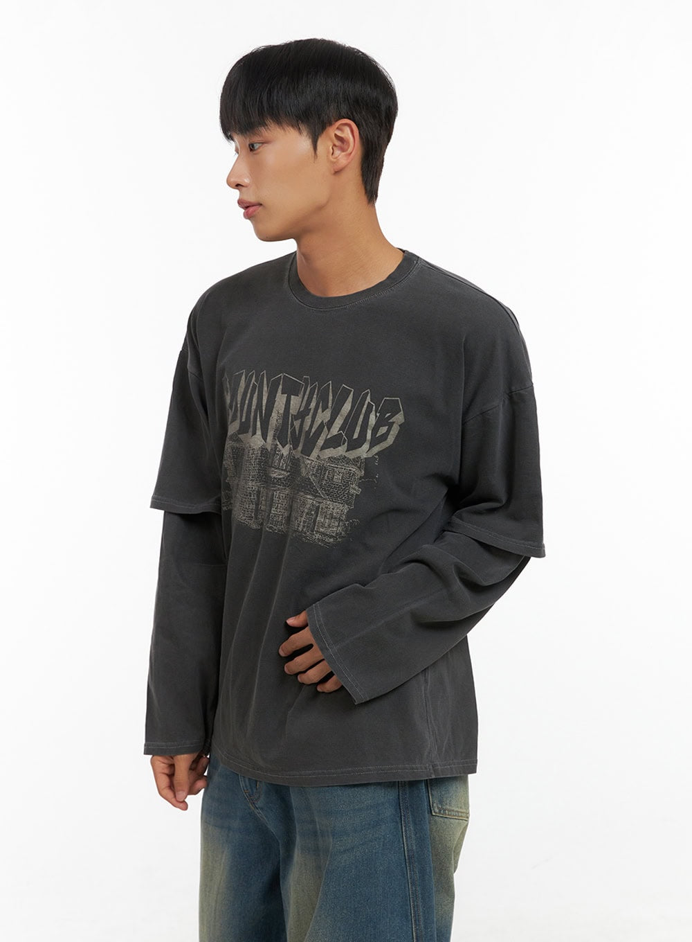 Men's Cotton Graphic Layered Long Sleeve IS420
