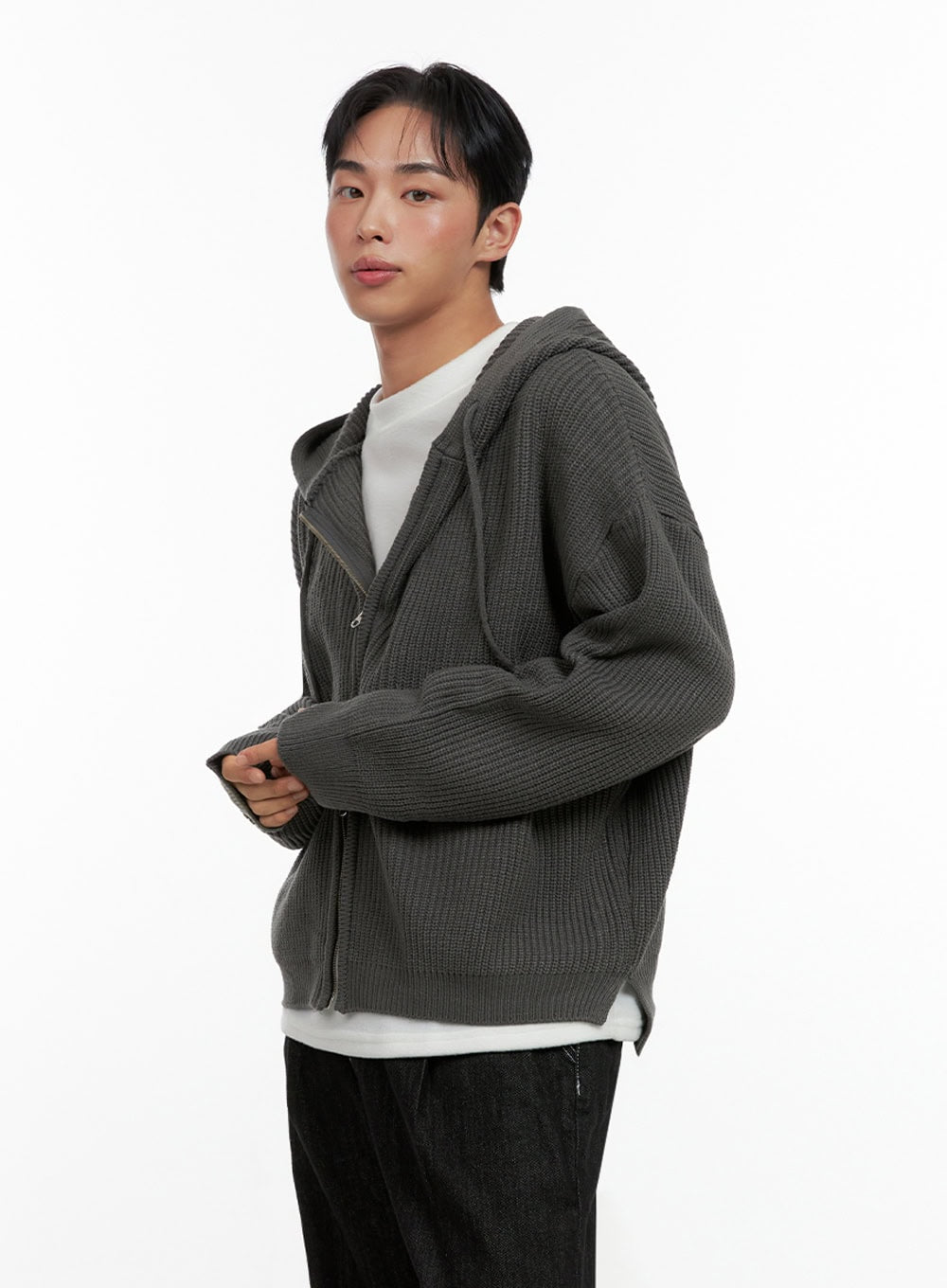Men's Double-Zip Hooded Sweater IN426