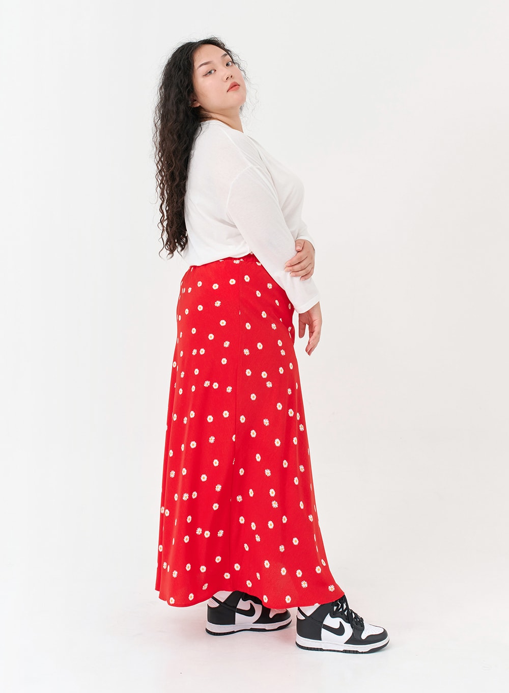 Plus Basic Span Round Neck Long Sleeve T-Shirt IG09