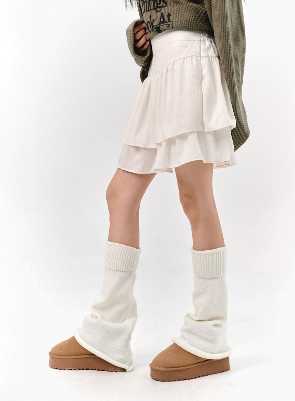 Tiered Elastic Band Mini Skirt IS322