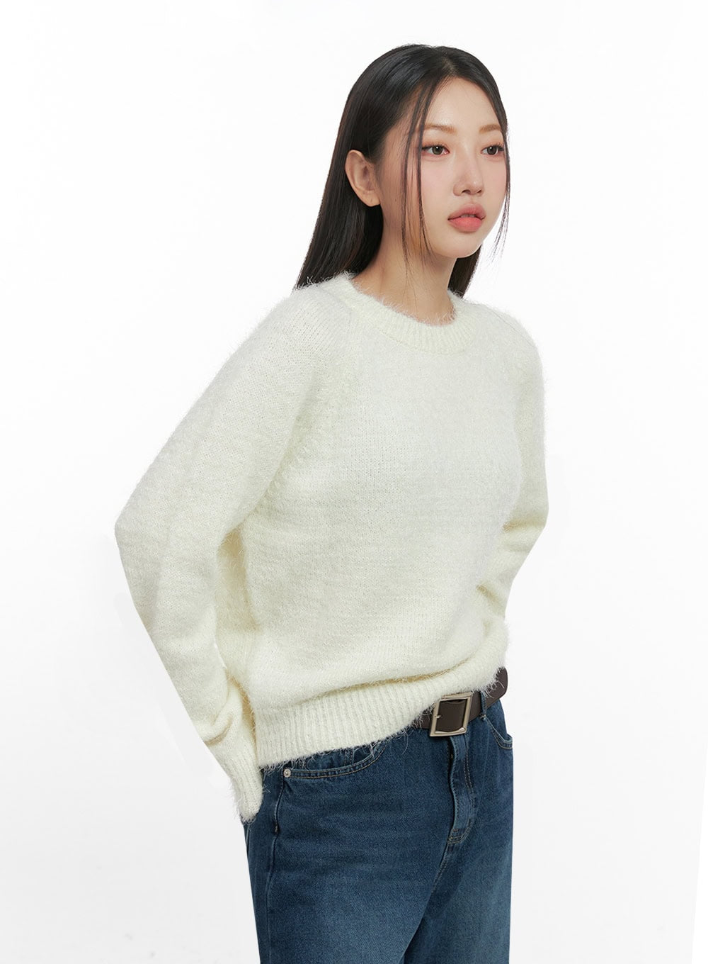 Solid Round Neck Knit Top IN415