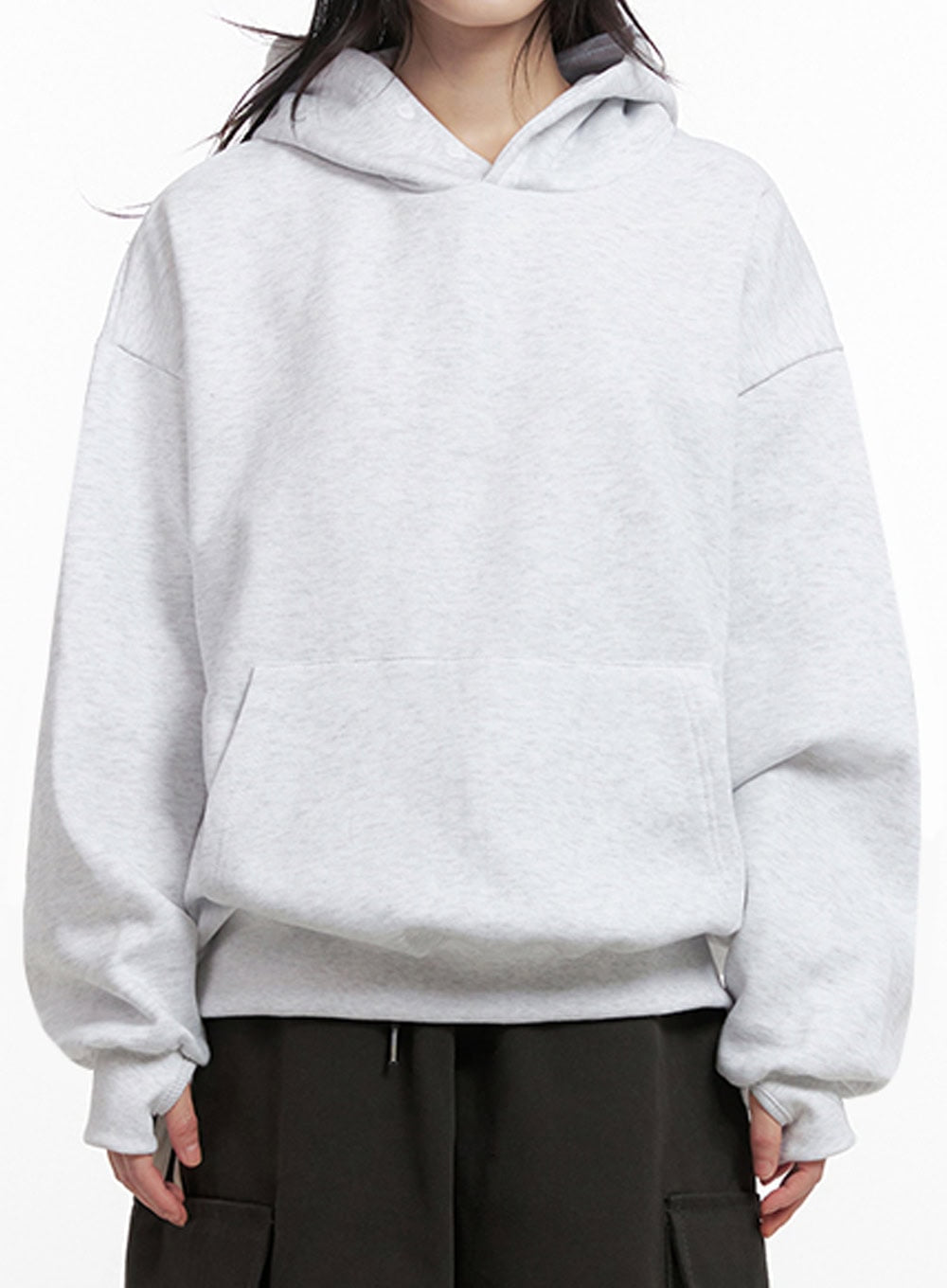 Oversized Solid Hooded Sweatshirt IN427