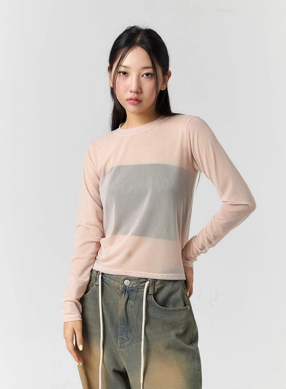 Sheer Long Sleeve Top CS302