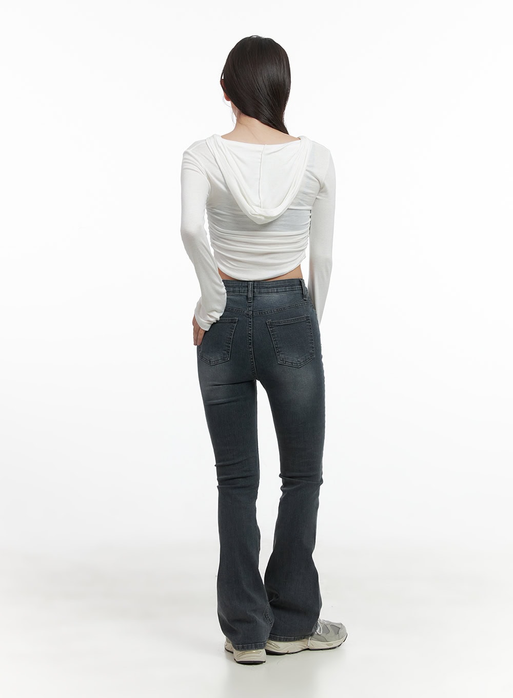 Classic Slim V-Neck Crop Top Hoodie CO402