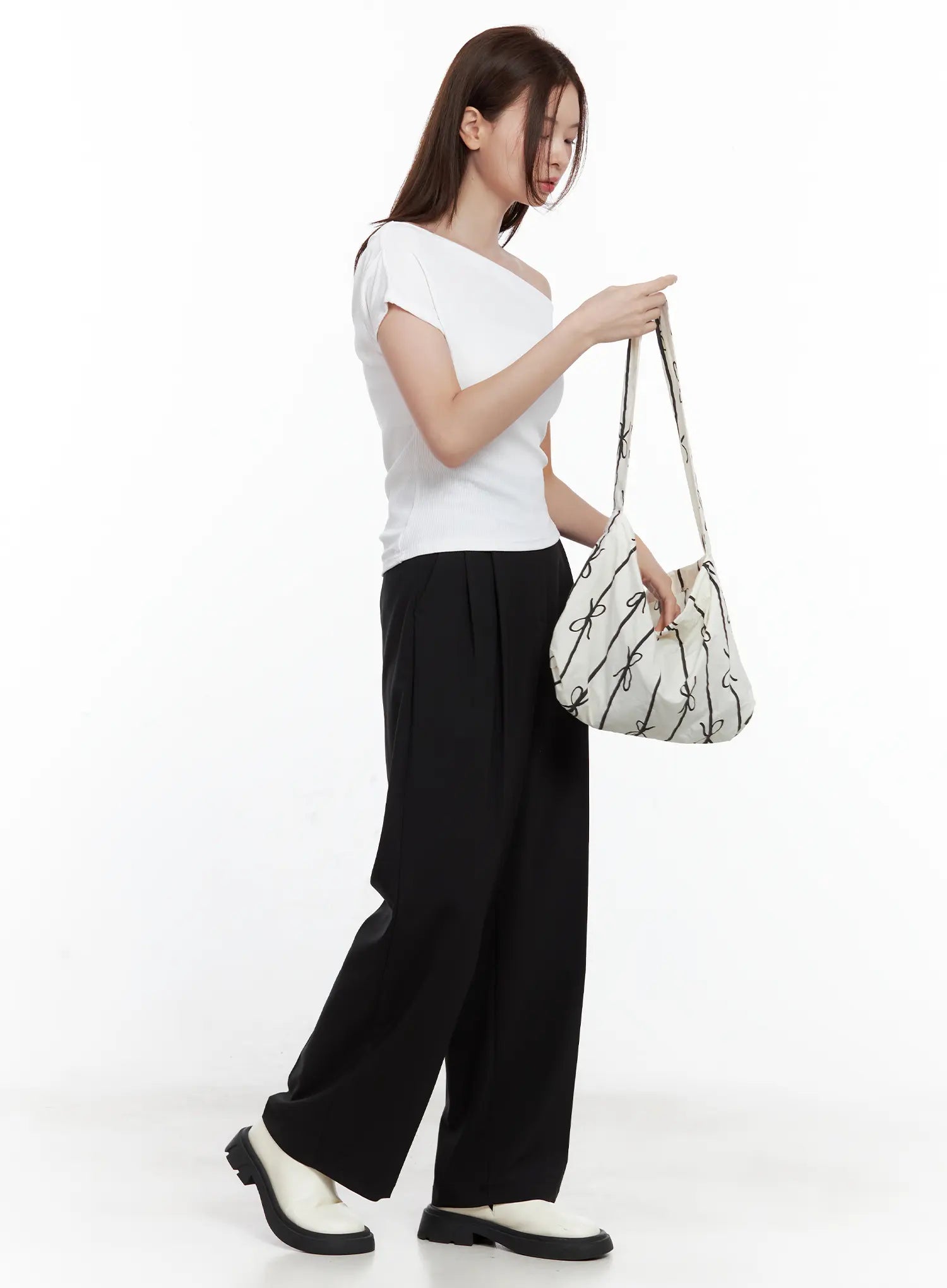 Casual Striped Ribbon Shoulder Bag CL502