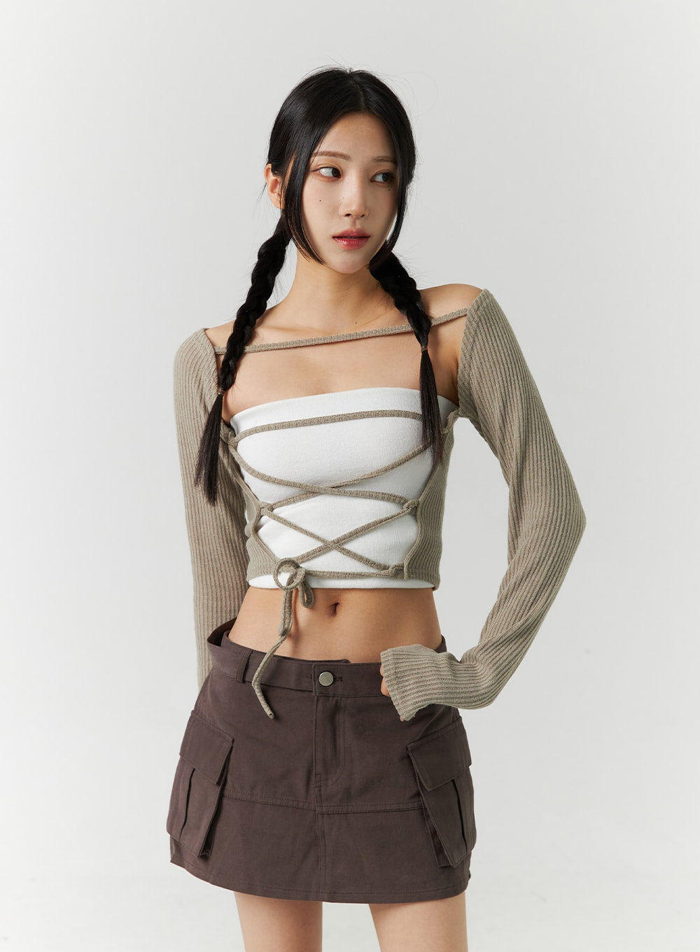 Open Front Tie Bolero Top CN328