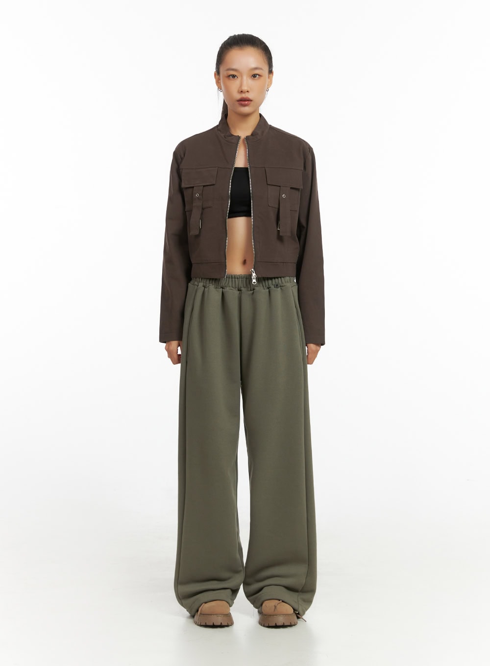 Fit Cotton Zip-Up Solid Jacket IO409