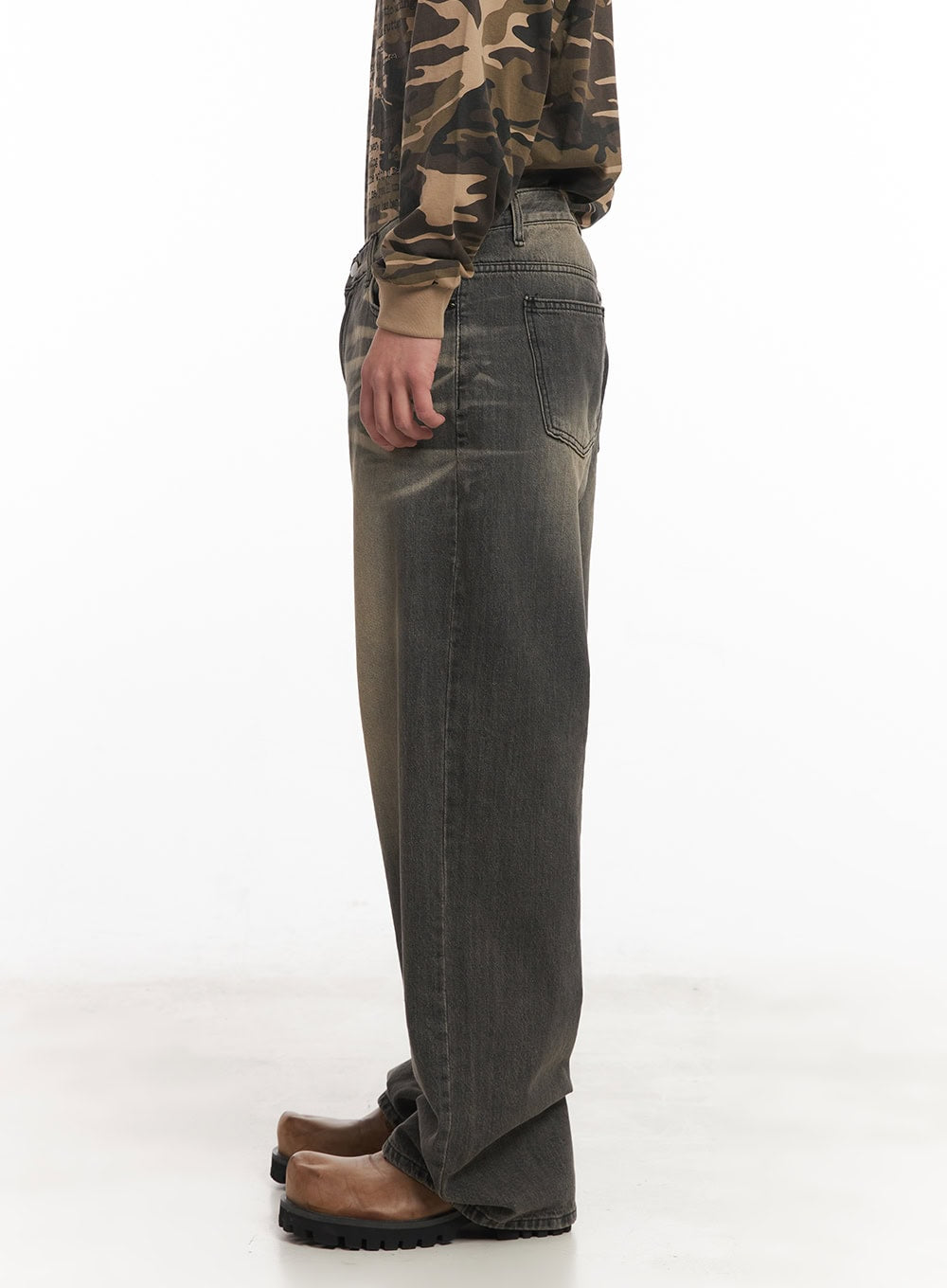 Men's Vintage Washed Wide-Leg Jeans IM514