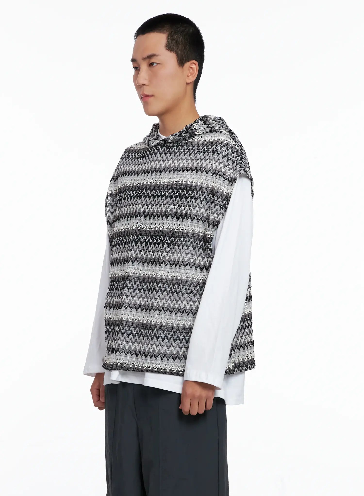 Men's Crochet Hoodie Vest IG529