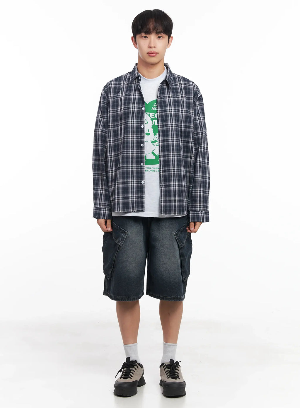 Men's Loose-Fit Flannel Shirt IU519