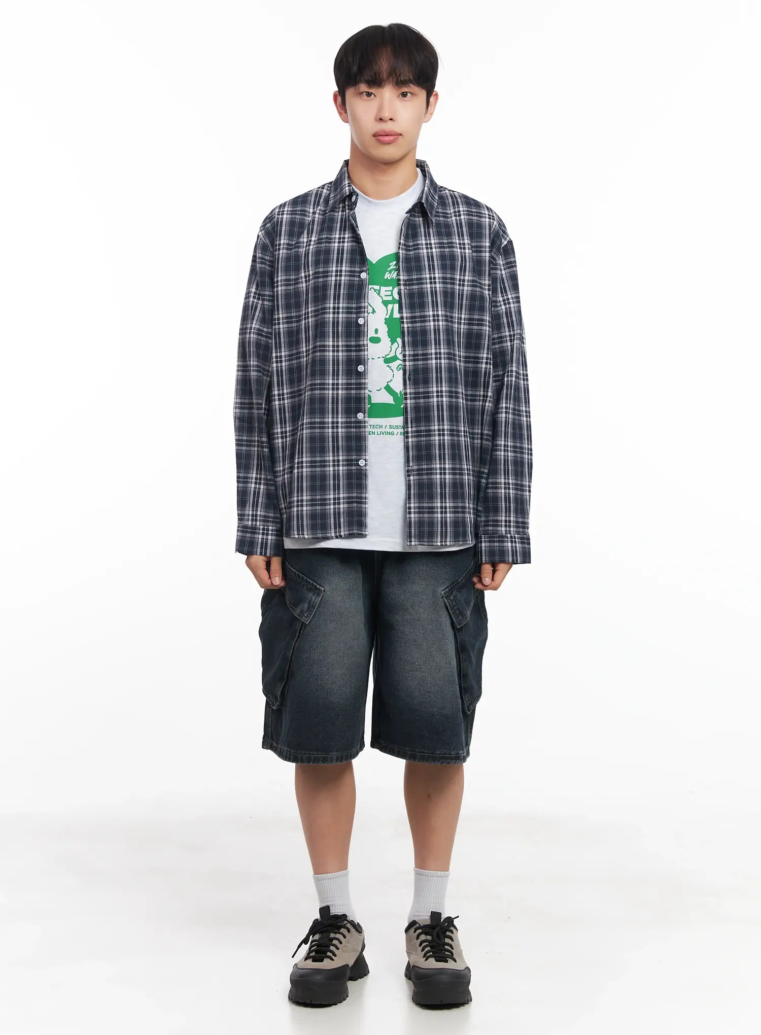 Men's Loose-Fit Flannel Shirt IU519