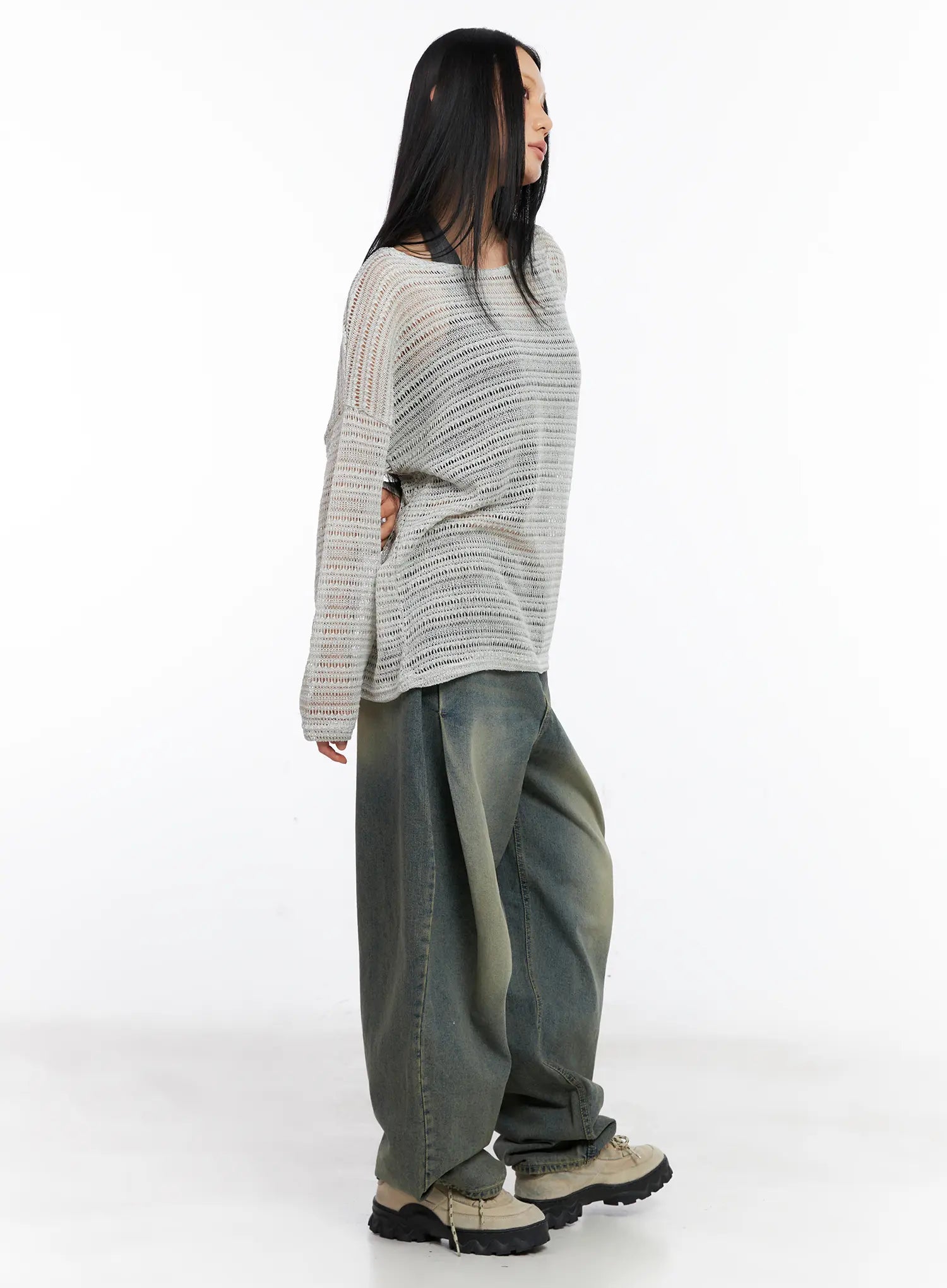 Sheer Knit Long-Sleeve Tee CL530